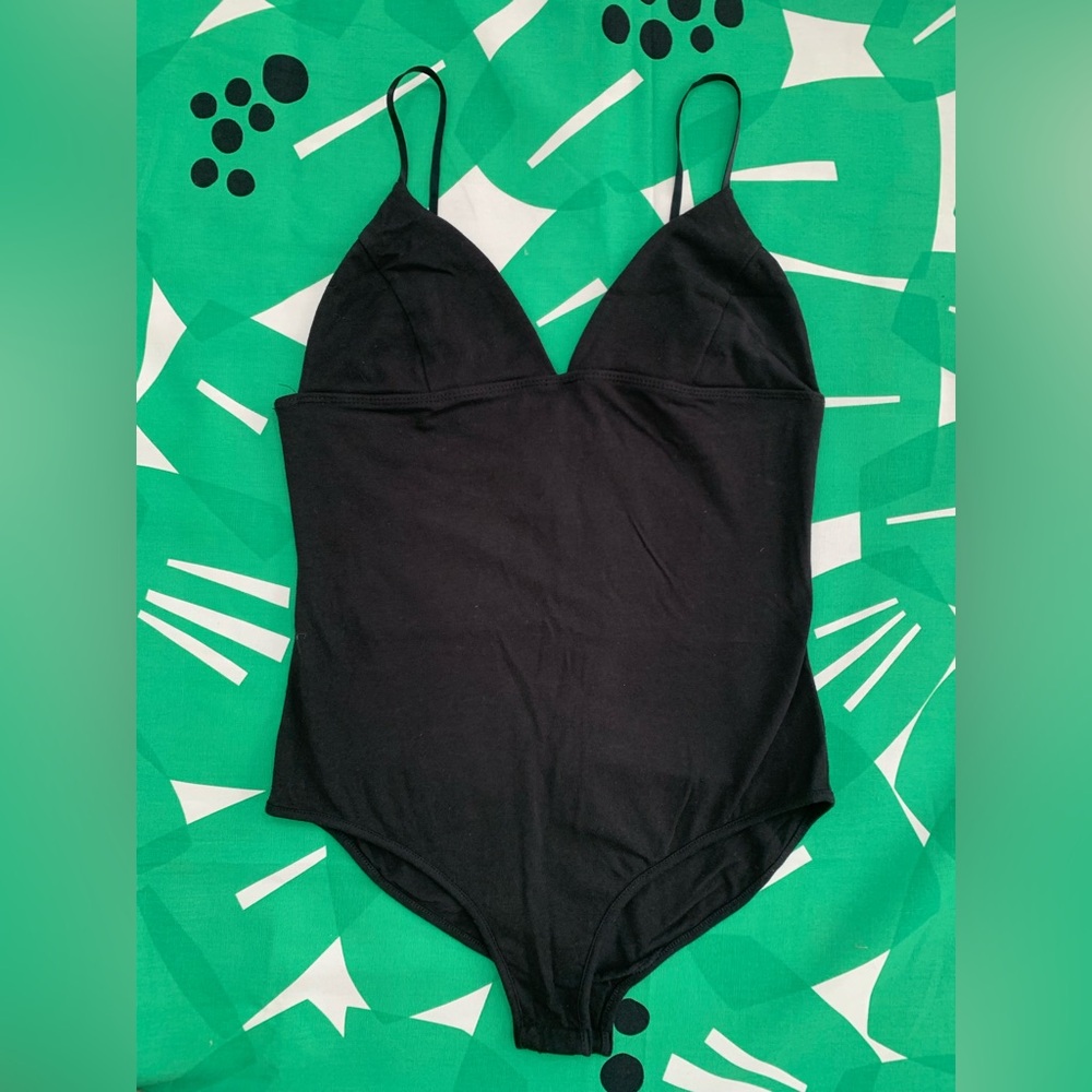 UO Bodysuit Black Spaghetti Strap Cami Tank Out From Under Medium